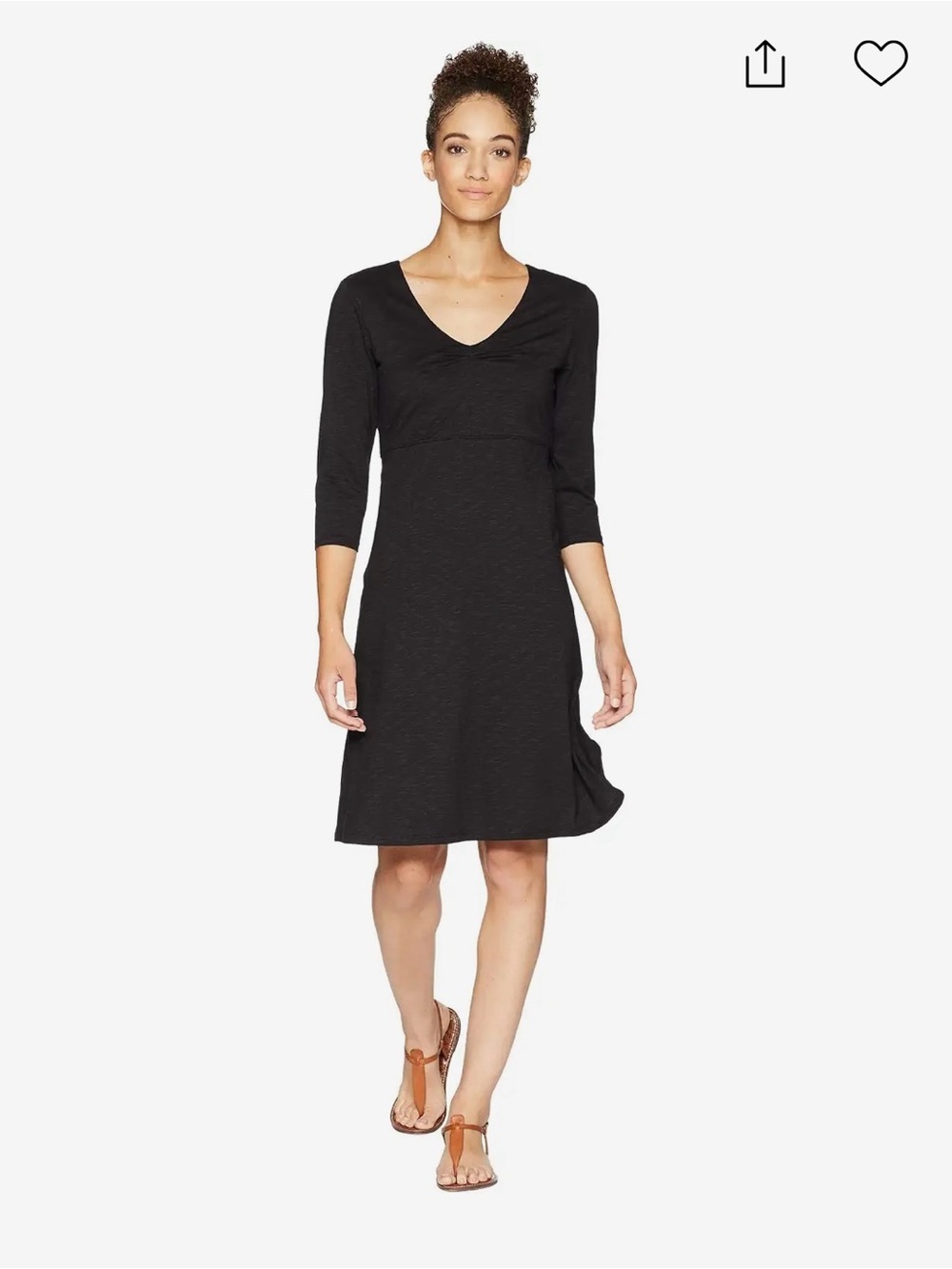 Toad&Co Rosalinda ll Dress Black V-Neck Midi M Organic Cotton Athleisure Granola